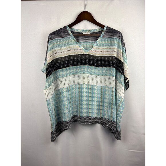 Women’s Cabi XL Multicolored Patterned Short Sleeve Blouse - Picture 1 of 5